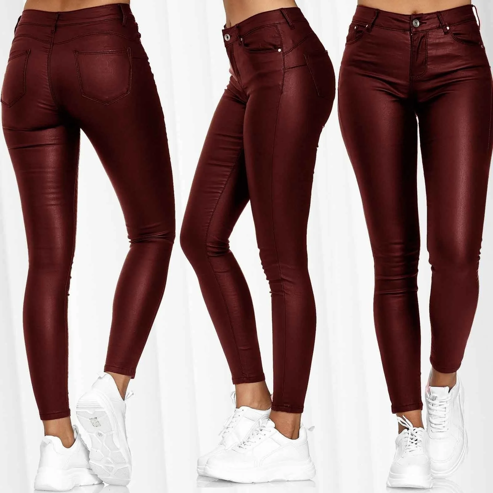 Top Trends: Women PU Leather Pants Black Sexy Stretch Bodycon Trousers Women High Waist Long Casual Pencil Pants Plus Size S-3XL Shoppable Styles - Image 4