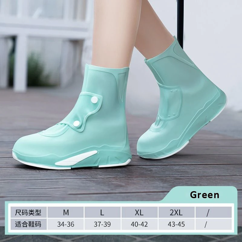 Top Trends: Fashion Non-slip Rain Boots Women Waterproof Shoes Cover Double Buttons Galoshes Men's Rain Shoes Wear-resistant Overshoes Shoppable Styles