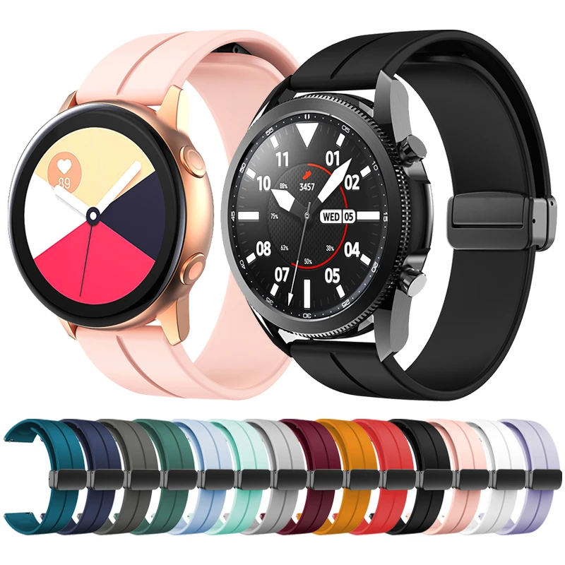 Top Trends: 20 22mm Magnetic D Buckle Band For Samsung Galaxy Watch 3 45mm 41mm / Galaxy Watch 46mm 42mm / Active 2 44mm 40mm / S3 Silicone Strap Shoppable Styles