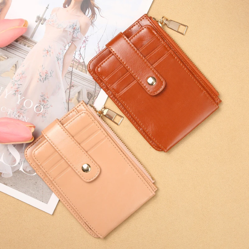 Top Trends: Ultra-Thin Credit Card Holder Case Mini Short Zipper Buckle Coin Purse Women&#039;s Cute PU Leather Wallet Female Slim Card Cover Shoppable Styles