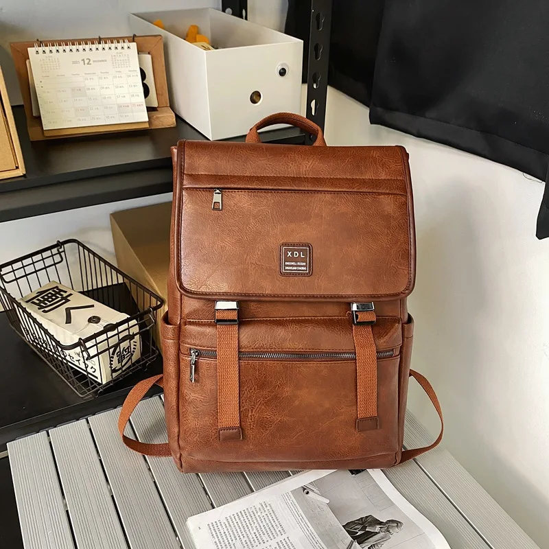 Top Trends: Vintage Korean Women Men Leather Backpack Casual Male Travel Backpack High Quality Laptop Backpack Student School Bags For Boys Shoppable Styles