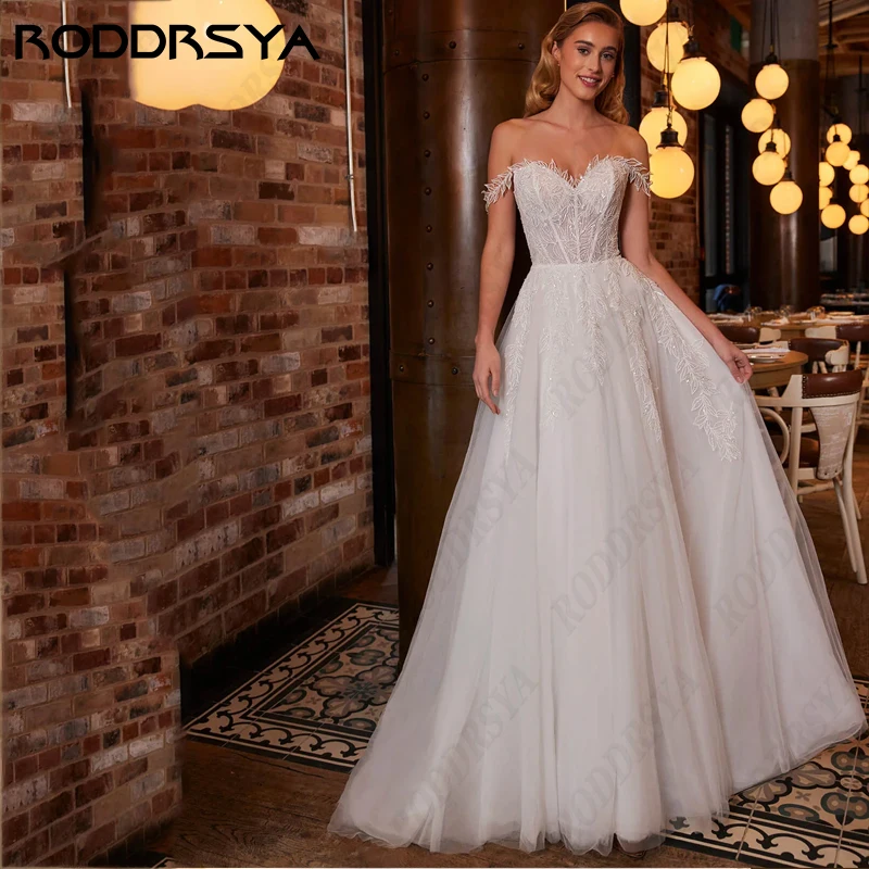 Top Trends: RODDRSYA Sweetheart Princess Wedding Dress Romantic Tulle Off Shoulder Backless A-Line Bridal Gown Bride Party Robe De Mariée Shoppable Styles