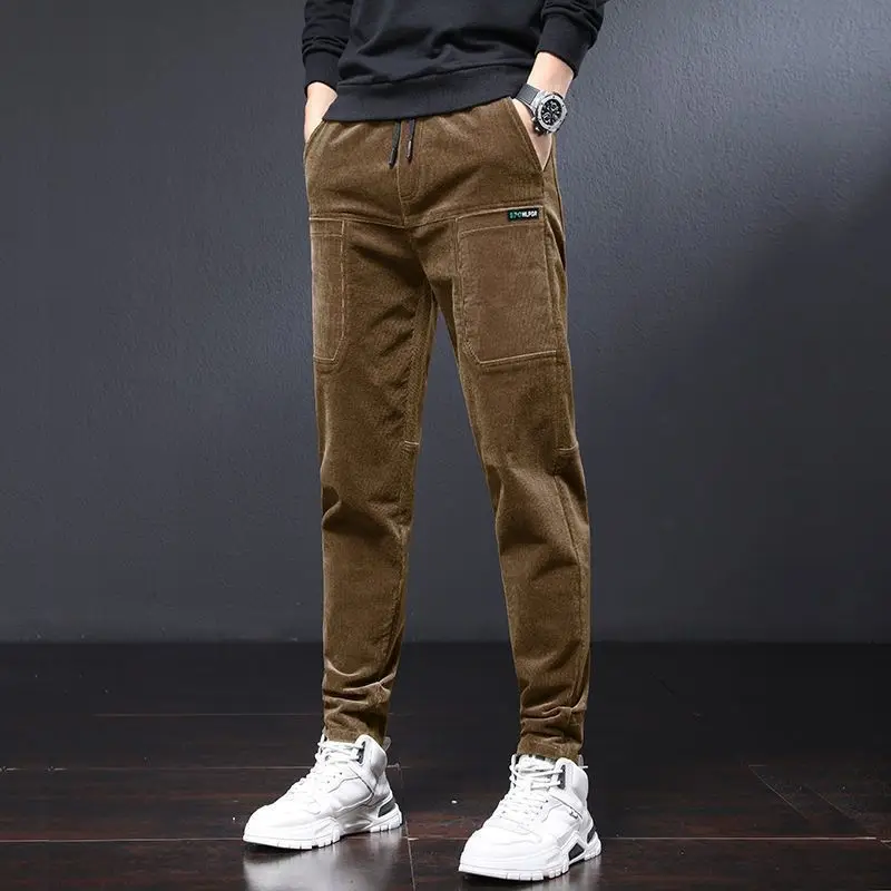 Top Trends: KPOP Fashion Style Harajuku Slim Fit Trousers Loose All Match Casual Pants Plush Pockets Patchwork Corduroy Straight Leg Pants Shoppable Styles - Image 4