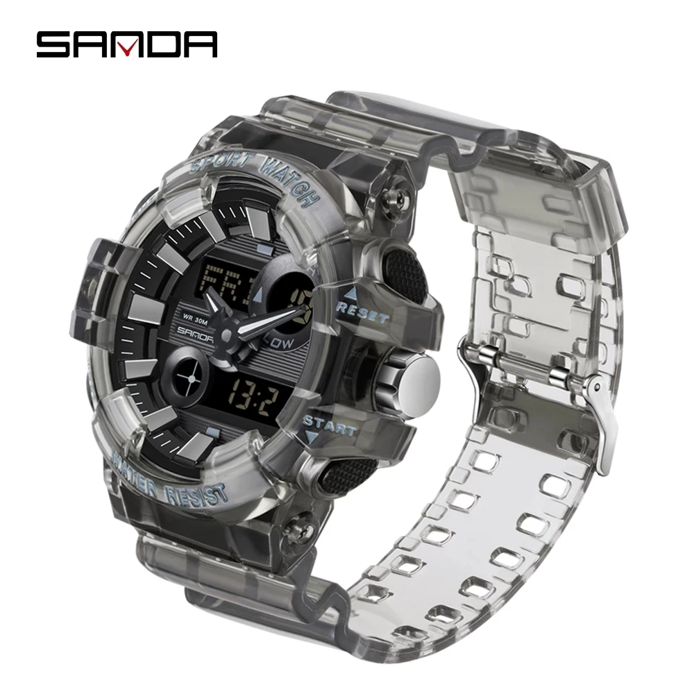 Top Trends: SANDA NEW Fashion Transparent Sport Mens Watch Casual Military Quartz Wristwatch Waterproof Student Clock Relogio Masculino 3100 Shoppable Styles