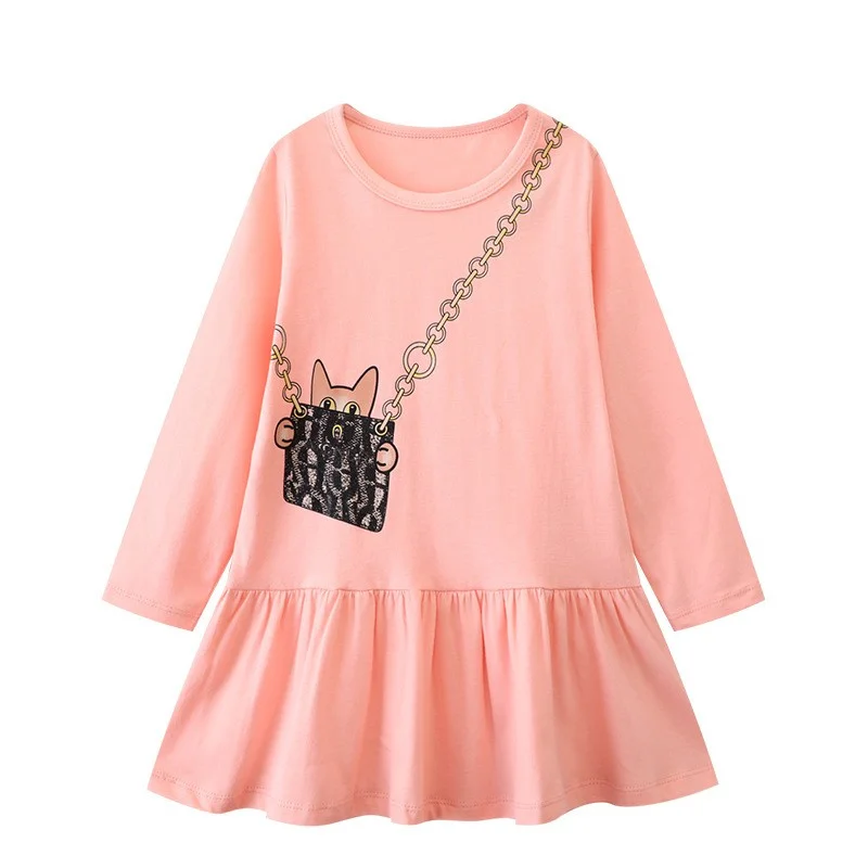 Top Trends: Jumping Meters New Princess Bag Print Girls Dresses Autumn Spring Baby Clothes Long Sleeve Fashion Hot Kids Costume Birthday Shoppable Styles