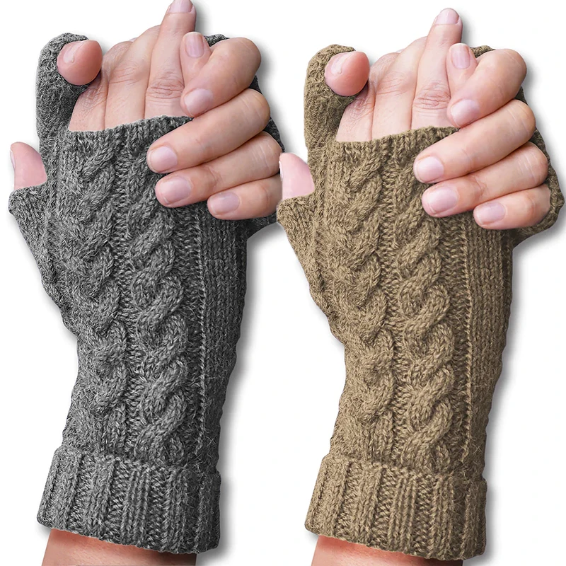 Top Trends: Unisex Knitted Long Sleeve Fingerless Gloves Winter Warm Wool Finger Free Gloves Harf Finger Glove For Women Girl Men Mittens Shoppable Styles