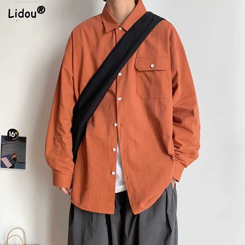 Top Trends: Fashion Man Shirts Comfortable Loose Spring Summer Thin Turn-down Collar Solid Pockets Handsome Button Casual Men's Clothing Shoppable Styles