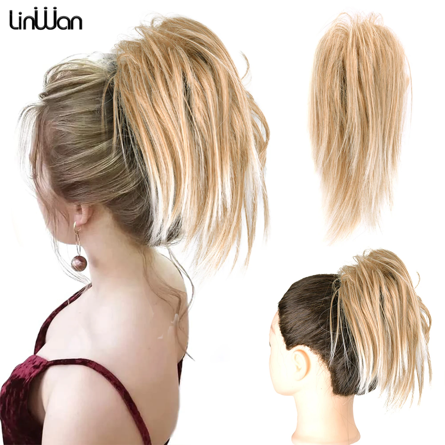 Top Trends: Synthetic Straight Chignon Messy Fluffy Claw Hair Bun Chignon Hair Extensions Scrunchy Wrap Updo False Hair Pieces For Women Shoppable Styles