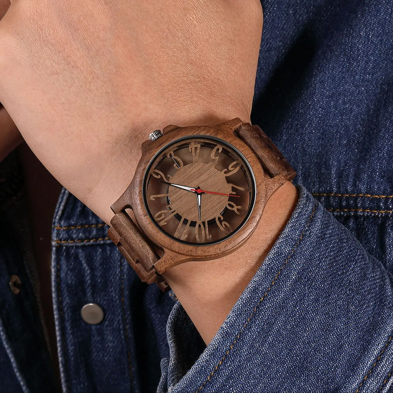 Top Trends: New Hollow Style Quartz Wooden Watch For Men And Women Big Dial Shoppable Styles - Image 3