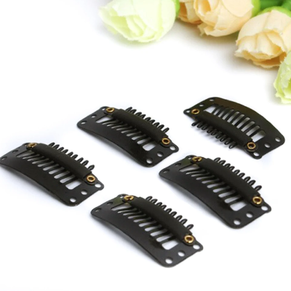 Top Trends: 9 Teeth BB Shape Metal Black Hair Snap Comb Clip For Hair Extensions Hairpiece Weft Wig Clips Invisible Fixation Pins Shoppable Styles