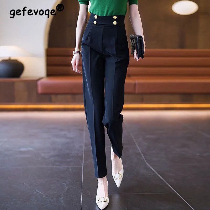 Top Trends: New Women Clothes Korean Fashion High Waist Elegant Chic Harem Suit Pants Summer Office Lady Commuter Trousers Casual Pantalones Shoppable Styles