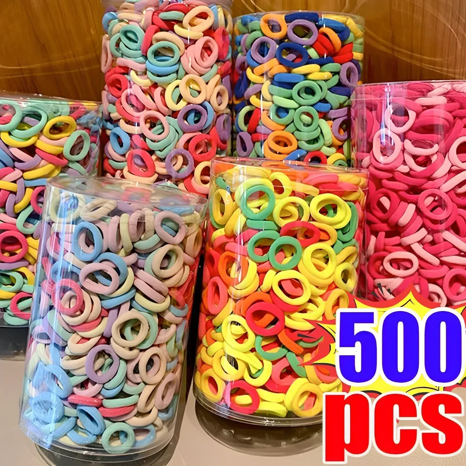 Top Trends: 500 / 100PCS Women Girls Colorful Hair Bands Nylon Elastic Rubber Hair Accessories Ponytail Small Hair Tie Scrunchies Headband Shoppable Styles