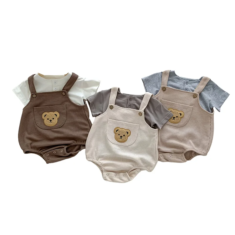 Top Trends: Summer Baby Clothing Set For Girls Boys Romper Waffle Bodysuit T-Shirts Newborn Jumpsuit Cartoon Bear Overalls Toddler Outfit Shoppable Styles