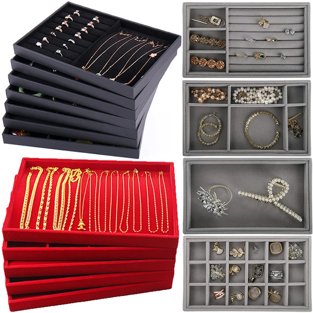 Top Trends: Velvet Jewelry Storage Box Makeup Organizer Boxes Ring Earrings Necklace Jewelry Tray Holder Finishing Case Organizer Showcase Shoppable Styles