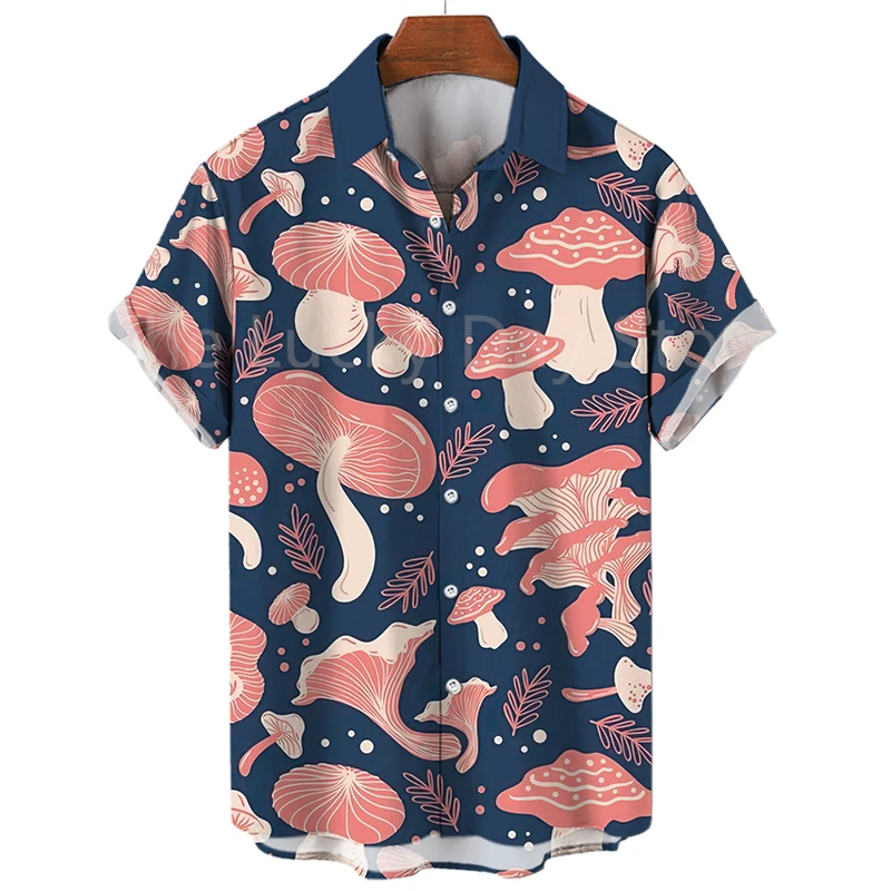 Top Trends: Men's Mushroom Fashion Hawaiian Cartoon Anime Shirt Oversized Casual Smooth Pattern Harajuku Social Custom Clothing Y2k Dazn 5xl Shoppable Styles