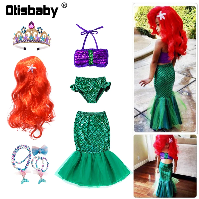 Top Trends: Ariel Dress For Girls Halloween Little Mermaid Costume Child Red Mermaid Wig Princess Shoes Christmas Ariel Dress Up Swimsuit Shoppable Styles