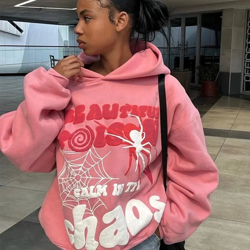 Top Trends: HOUZHOU Y2K Pink Hoodies Women Harajuku Graphic Sweatshirt Oversized Vintage Hip Hop Punk Long Sleeve Streetwear Autumn Winter Shoppable Styles