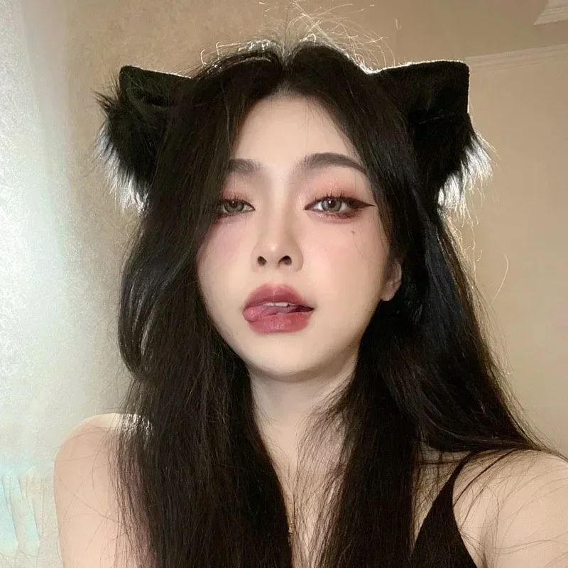 Top Trends: Lovely Sweet Girls Cat Plush Ear Hairband Sexy Fox Cat Women Hair Hoop Fashion Headwear Elegant Black White Ear Hair Accessory Shoppable Styles