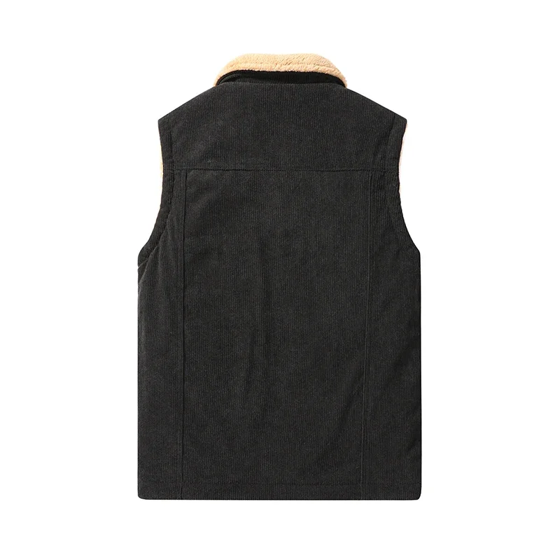 Top Trends: Covrlge Autumn And Winter Lambswool Waistcoat Men's Warm Sleeveless Jacket Lapel Padded Outwear Vest Thickened Sports Waistcoat Shoppable Styles - Image 6