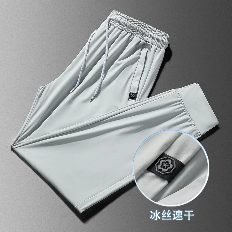 Top Trends: Summer Ice Silk Pants Men Fashion Casual Cool Sweatpants Male Stretch Pants Solid Color Elasticity Trousers High Quality Shoppable Styles