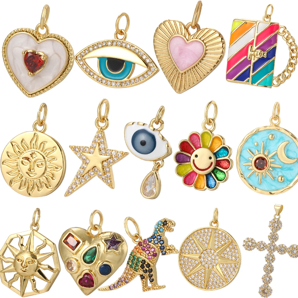 Top Trends: Bear Heart Flower Charms Diy Earrings Necklace Bracelet Evil Blue Eye Cross Dijes Gold Color Charms For Jewelry Making Supplies Shoppable Styles