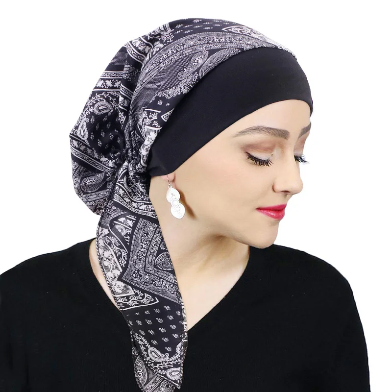 Top Trends: Women Printed Pre-tie Headscarf Elastic Muslim Female Turban Cancer Chemo Hat Hair Loss Cover Head Wrap Headwear Stretch Bandana Shoppable Styles