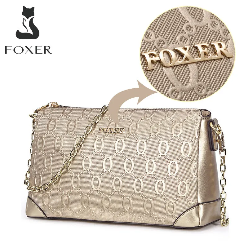 Top Trends: FOXER Fashion Top Quality Cowhide Women Split Leather Shoulder Bag Luxury Ladies Crossbody Bag High Capacity Chain Messenger Bag Shoppable Styles