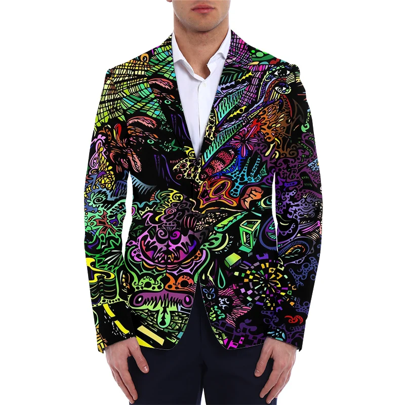 Top Trends: Graffiti Blazers Man Summer Jackets Men's Casual Male Jacket For Men Costum Suits Fashion Business Oversize Slim Design Coat Set Shoppable Styles