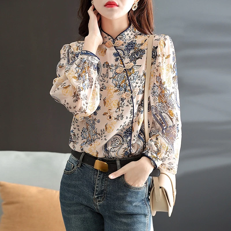 Top Trends: Summer Loose Women's Blouse Floral Printing 2023 New Elegant Shirt Long Sleeves Top Korean Style Female Clothing YCMYUNYAN Shoppable Styles