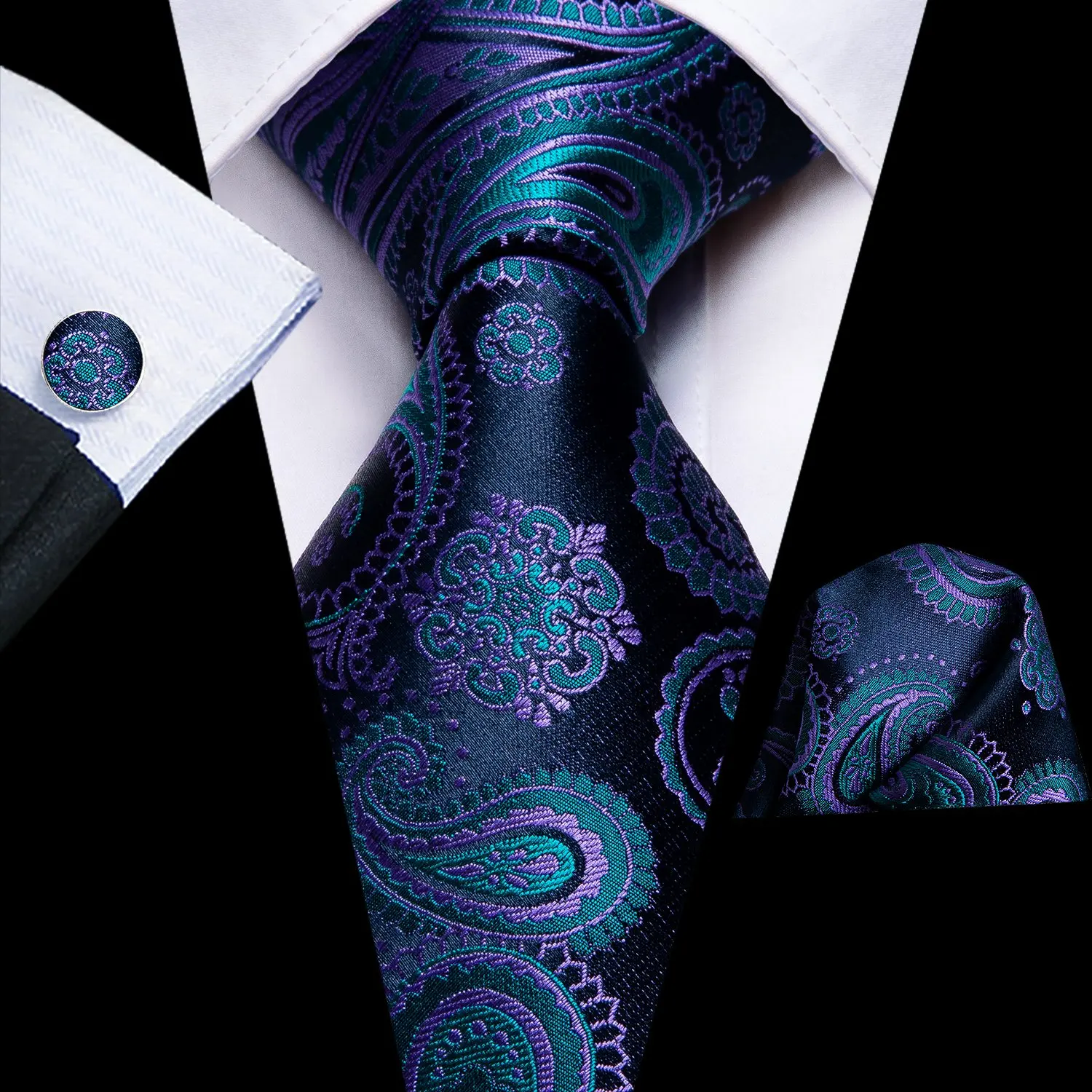 Top Trends: Elegant Mens Ties Gentlemen Hi-Tie 2023 New Navy Blue Paisley Design Luxury Brand Ties For Men Business Necktie Handky Cufflinks Shoppable Styles