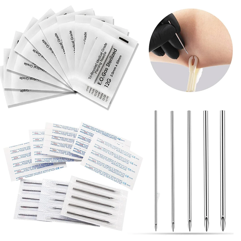 Top Trends: 100 / 50 / 10 / 5pcs Piercing Needles 12G 14G 16G 18G 20G Sterile Disposable Body Piercing Needles For Ear Nose Navel Nipple Shoppable Styles