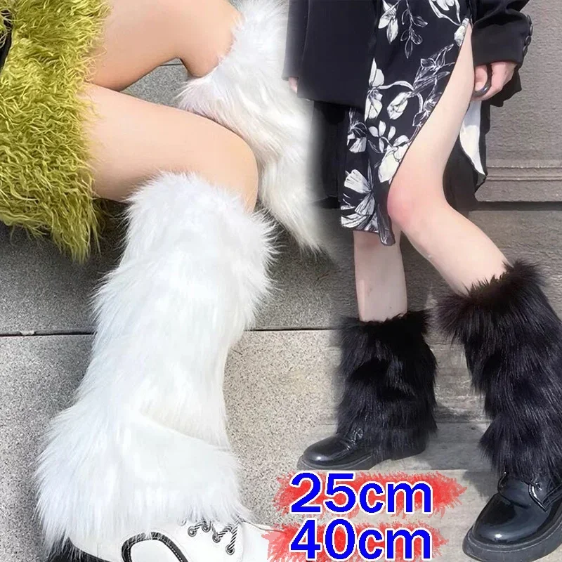 Top Trends: Soft White Fluffy Leg Warmer Women Girls Winter Warm Faux Fur Stockings Long Socks Legging Foot Boot Covers Thick Calf Sock Shoppable Styles