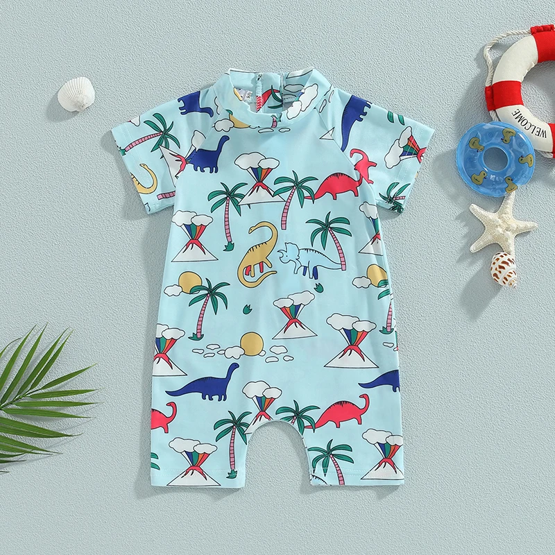 Top Trends: EWODOS Toddler Boys Summer Casual Swimsuit Swimwear Baby Kids Short Sleeve Bathing Suits Beach Shark / Dinosaur Print Swimwears Shoppable Styles