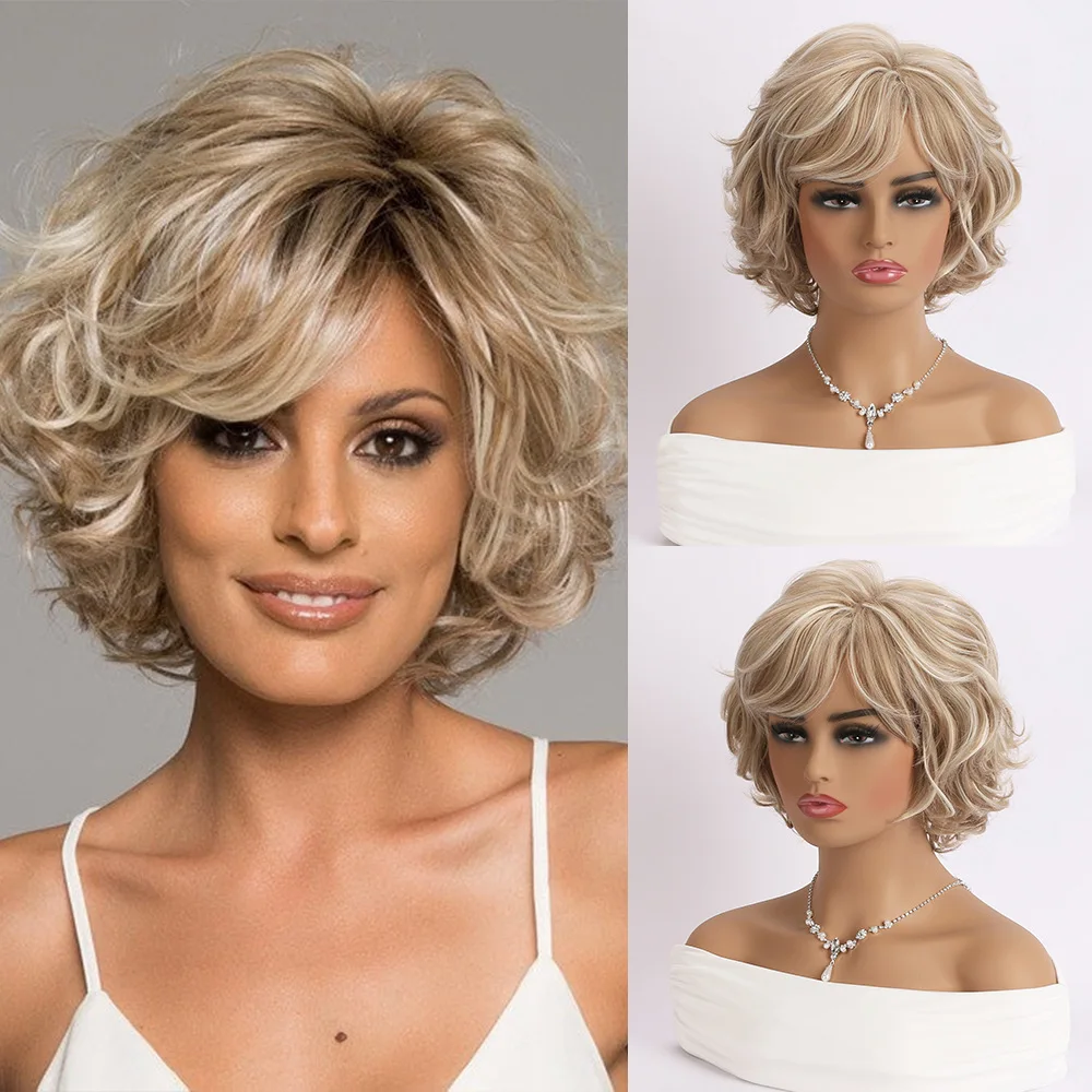 Top Trends: WHIMSICAL Short Ombre Bob Wigs For Women Straight Synthetic Hair Wig With Bangs Fashion Grey Wig With Dark Roots Shoppable Styles