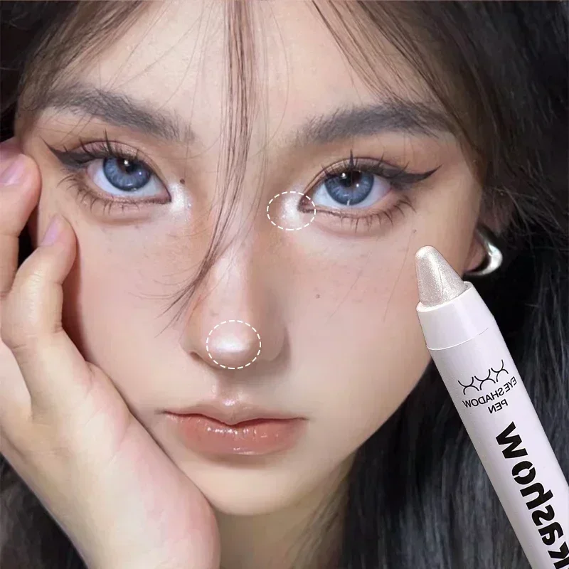 Top Trends: Brightening Lying Silkworm Highlighter Pen Pearlescent Matte White Sliver Eyeliner Lasting Smooth Eyeshadow Stick Facial Makeup Shoppable Styles