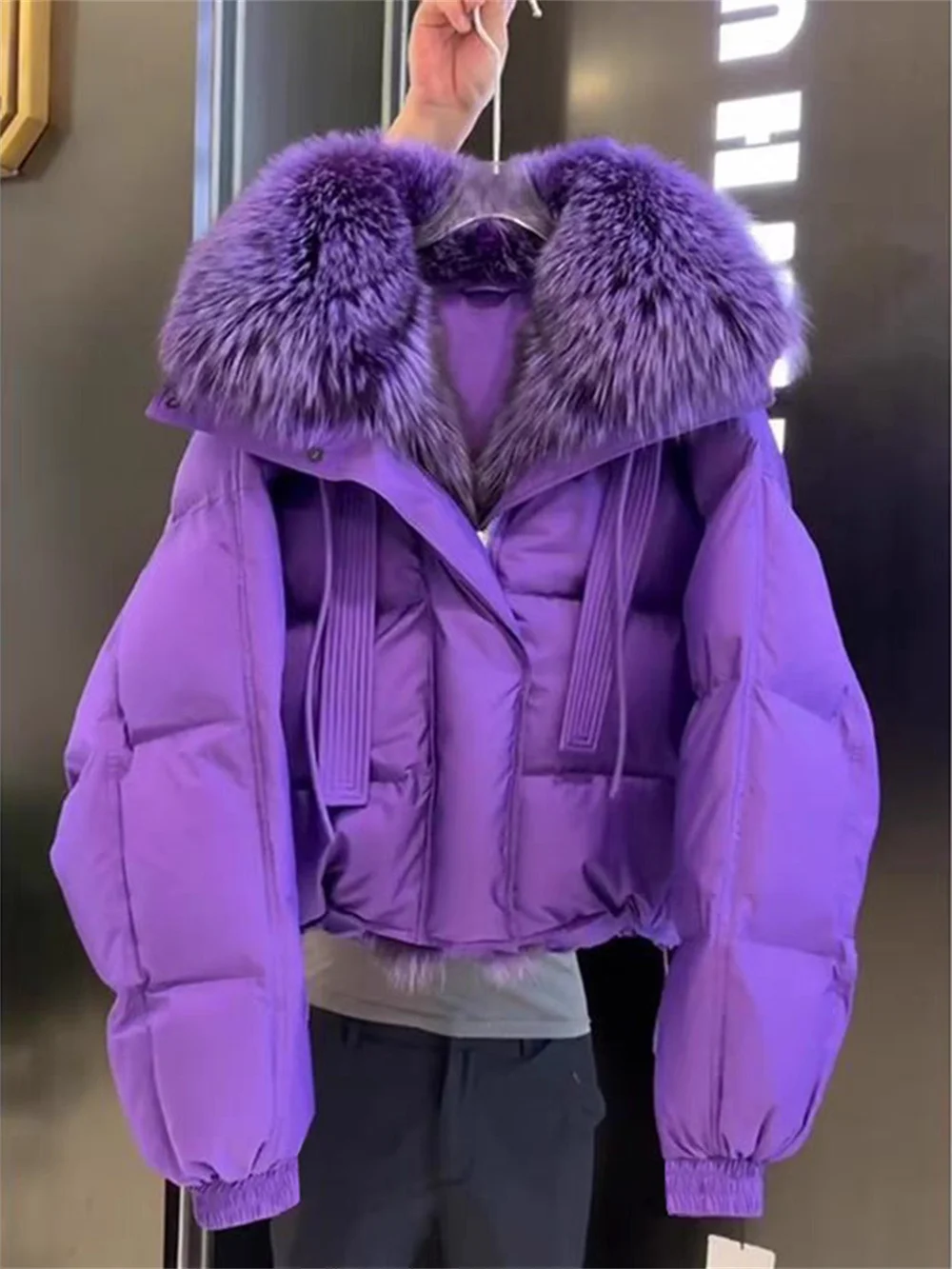 Top Trends: Fashionable Down Cotton Jacket, Popular High-end Small Fragrant Style Large Fur Collar Thick Coat, Women's Winter New 2024 Shoppable Styles