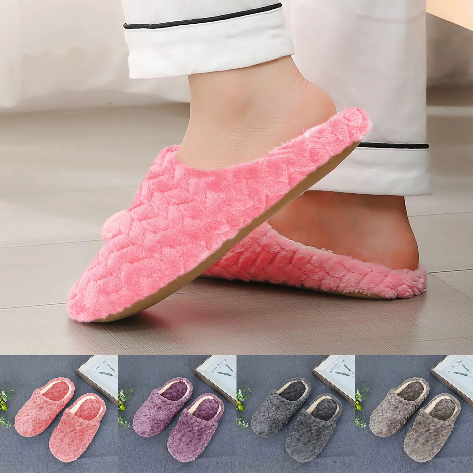 Top Trends: Woman House Flat Floor Soft Silent Slides For Bedroom Women Indoor Slippers Warm Plush Home Slipper Autumn Winter Shoes Femme Shoppable Styles