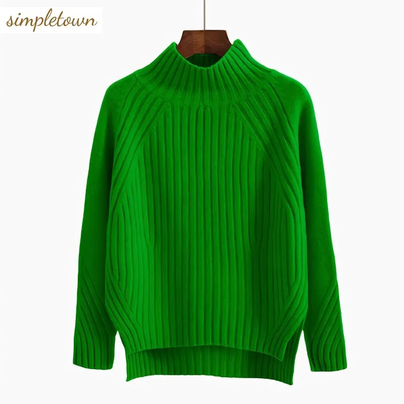 Top Trends: High Necked Sweater For Women&#039;s Autumn And Winter Loose Fitting Knitted Korean Version Solid Color Long Sleeved Knitted Sweater Shoppable Styles