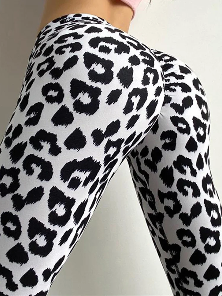 Top Trends: New Gym Wear Sports Black White Leopard Printed Leggings Women Soft Workout Fitness Leggins Outfits Yoga Pants High Waist Tight Shoppable Styles