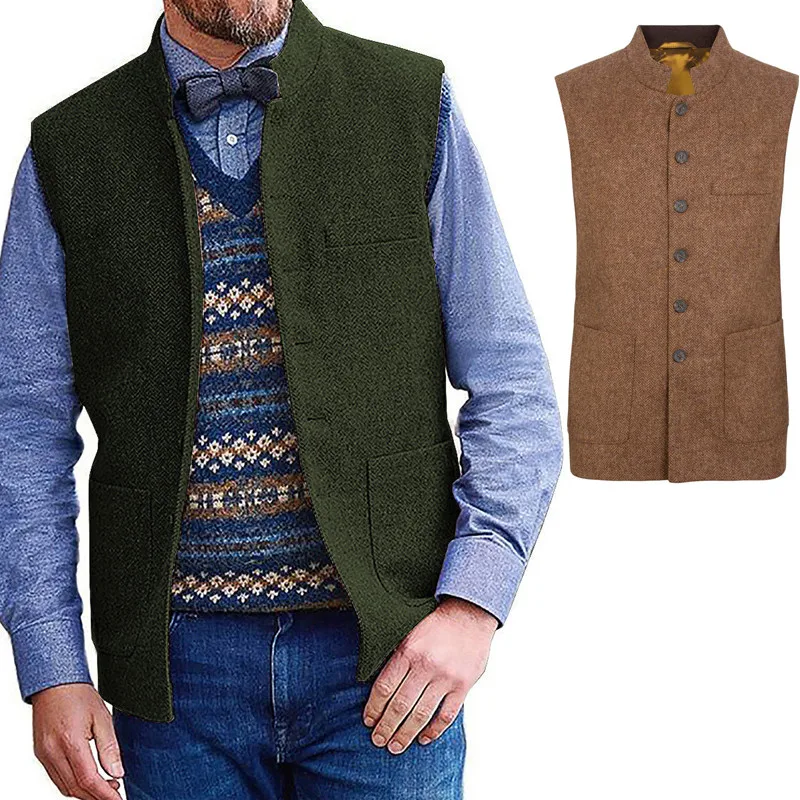 Top Trends: Men's Suit Vests Herringbone Tweed Tweed V Neck Formal Business Vest Waistcoat Groosman For Wedding For Jacket Shoppable Styles