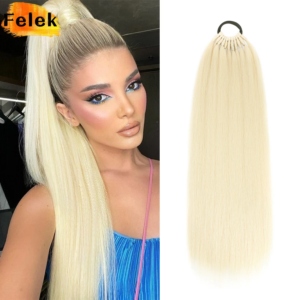 Top Trends: Straight Ponytail With Elastic Band Synthetic Hair Extensions Heat Resistant 24Inch Wrap Around Pony Tail Fake Hair For Women Shoppable Styles