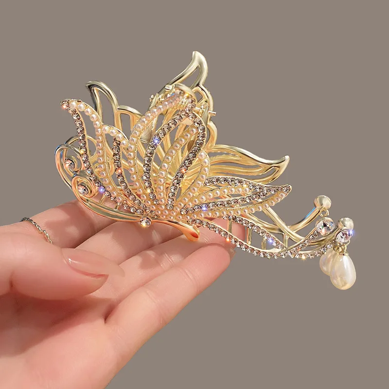 Top Trends: VANIKA Fashion Butterfly Hair Claw Rhinestone Pearls Hair Clips For Women And Girl Ponytail Claw Clip Hair Accessories Gifts Shoppable Styles - Image 3