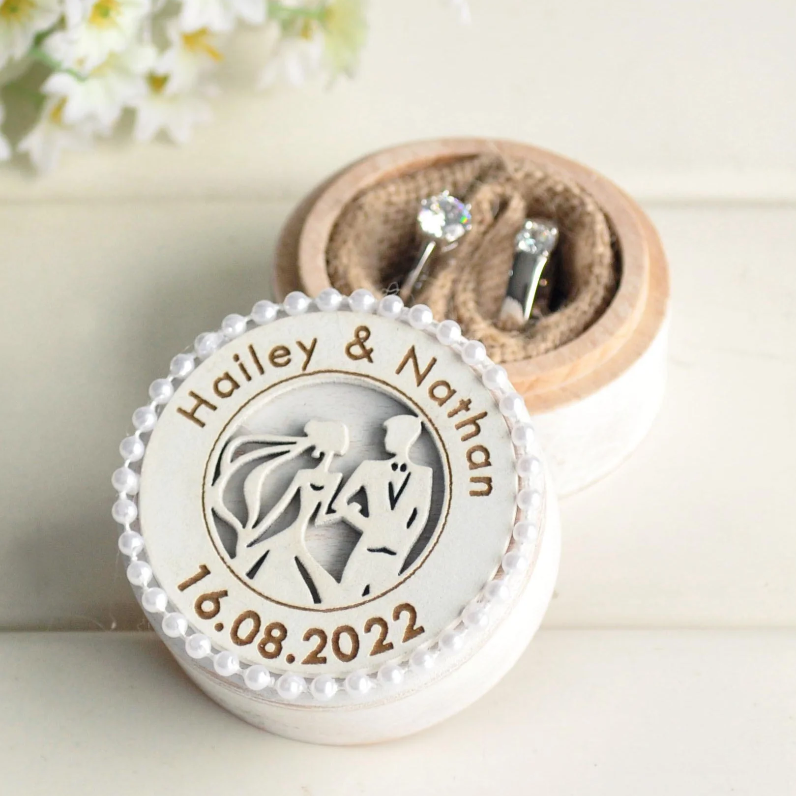 Top Trends: Wedding Rings Box Personalized Wedding Ring Bearer Pillow Proposal Engagement Rings Holder Wooden Ring Box For Wedding Ceremony Shoppable Styles