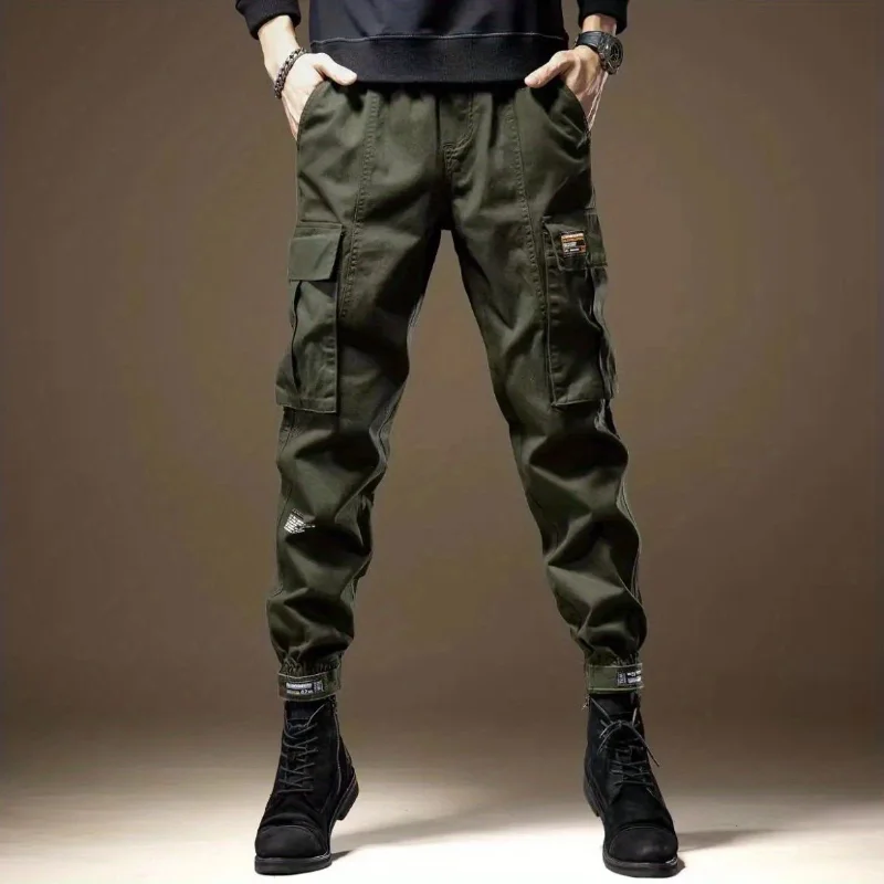 Top Trends: Fashion Loose Outdoors Multiple Pockets Men&#039;s Cargo Pants New Patch Tie One&#039;s Feet Street Casual Youth All-match Male Trousers Shoppable Styles