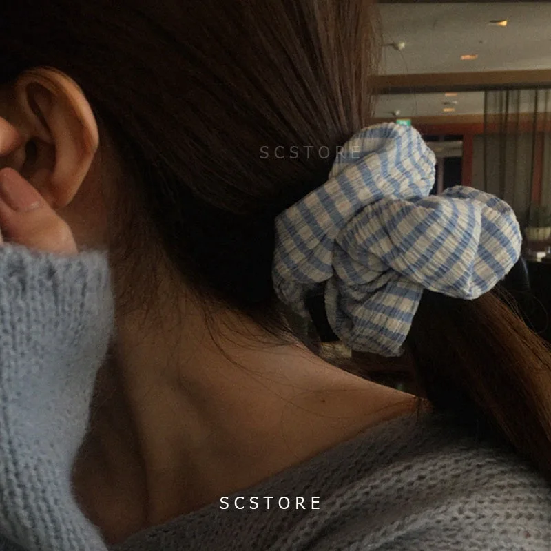 Top Trends: Satin Silk Scrunchies For Hair Free Shipiping Ties Romantic Plaid Pattern Korean Fashion Hairstyle Elastic Hair Rubber Bands Shoppable Styles