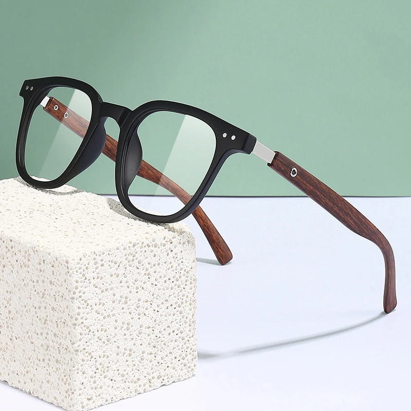 Top Trends: Trendy Anti Blue Light Wooden Grain Leg TR90 Glasses, Men Women Big Square Blue Ray Blocking For Computer Glass Frames F83026 Shoppable Styles