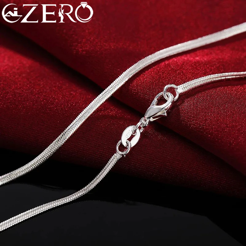 Top Trends: 16-30inches 925 Sterling Silver Necklace 2MM Charms Wedding Party Flat Snake Chain Cute For Women Men Fashion Fit Pendant Shoppable Styles