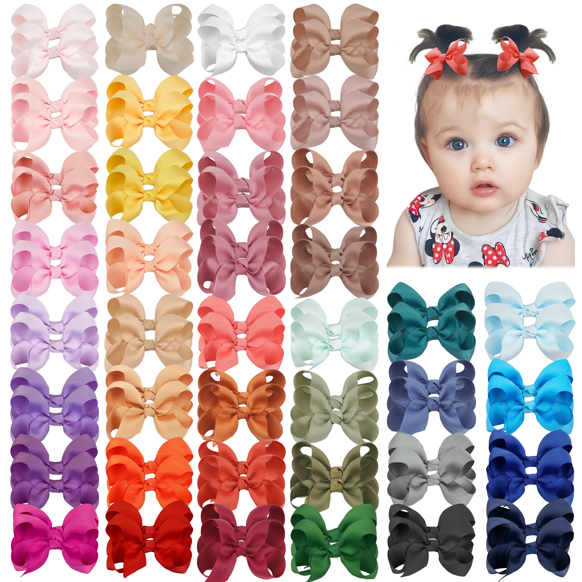 Top Trends: 40 / 60 / 80Pcs 3" Hair Bows Clips Mix Colors Pigtail Bow Alligator Hair Clips For Baby Girls Toddlers Kids Little Girls Hairpins Shoppable Styles