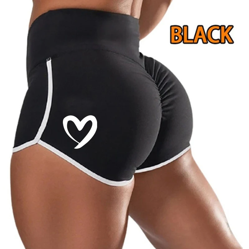 Top Trends: Women's Shorts Love Heart Print Elastic Fitness Leggings Push Up Gym Yoga Run Training Tights Sweatpants Sexy Sports Shorts 5XL Shoppable Styles