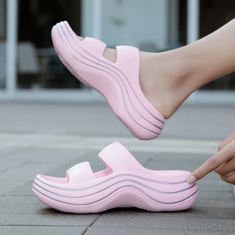 Top Trends: 2023 New Fashion Women's Summer Leisure Thick Sole Elevated Slippers Beach Light Slippers Flat EVA Women's Shoes 34-41 Shoppable Styles